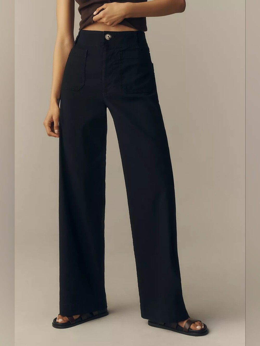 Maeve The Colette Pants Black Wide Leg High Rise 31 Magic Fabric Full Length